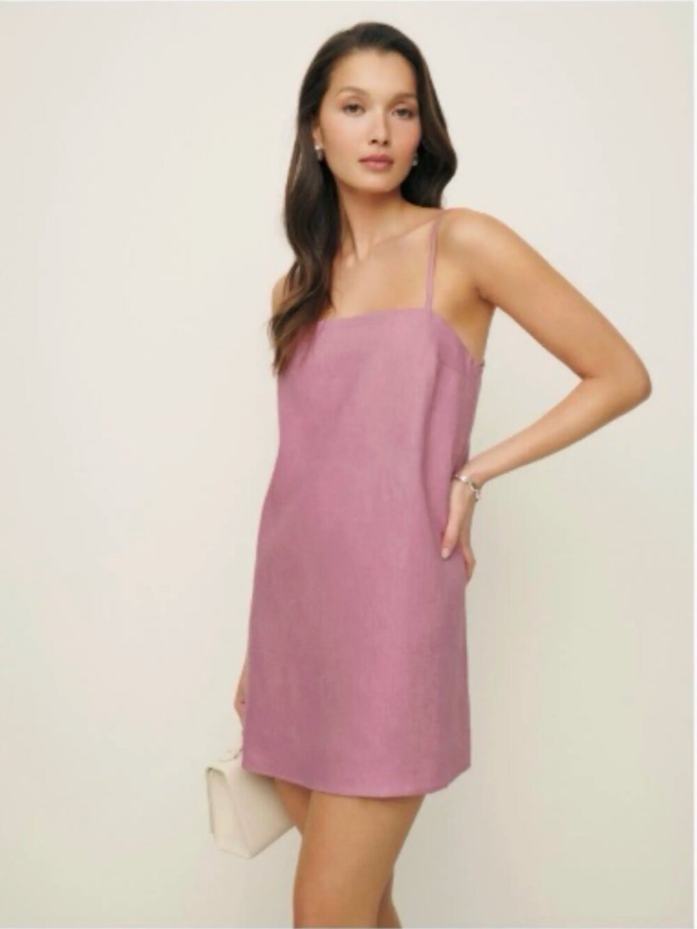NWT Reformation Aubree 100% Linen Dress in Rose Petals Size M